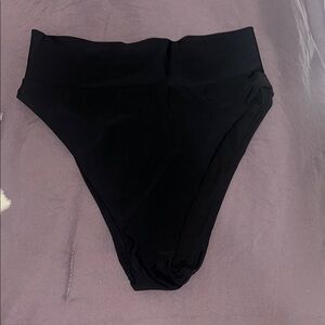 Aerie High-Cut Cheeky Bikini Bottom in Black
